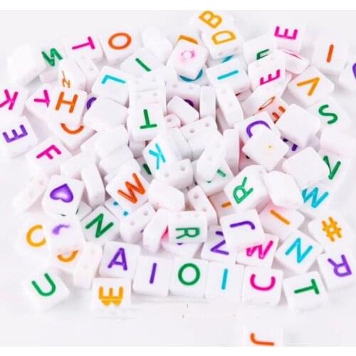 Fashion acrylic DIY square letter Beads double holes beads new loose plastic multi color beads 100 pieces y14244