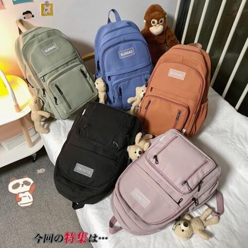 Summer Solid Color Fashion Womens Backpack Nylon Waterproof School Bags For Girls Large Capacity Travel School Backpack