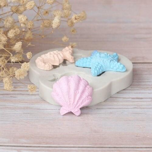 Starfish hippocampus sea horse shell silicone mold fondant mold cake decorating tools chocolate gumpaste mold