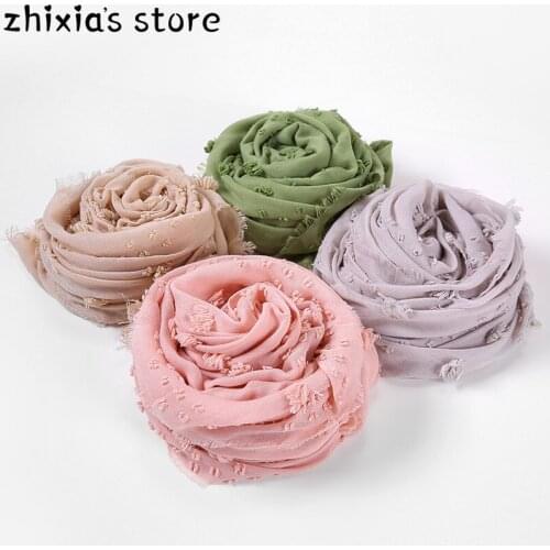 2020New Cotton muslim scarves scarf hijab women headband Solid Color Plaid Fur Ball Shawl Female Casual islamic wrap Wholesale