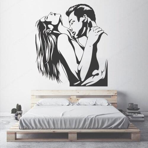Loving Couple Love Romantic Art Wall Stickers Bedroom Home Decoration Man Woman Embrace Silhouette RemovableWallStickerDecalHL44