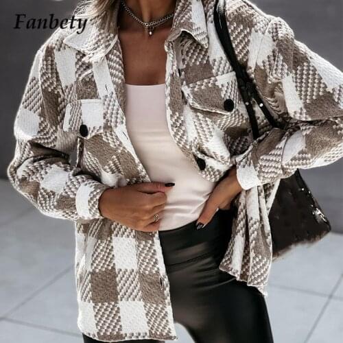 Autumn Winter Outwear Elegant Houndstooth Jackets Chic Lapel Fashion Pattern Women Coats 2021 Lady New Single Breasted Coat Tops