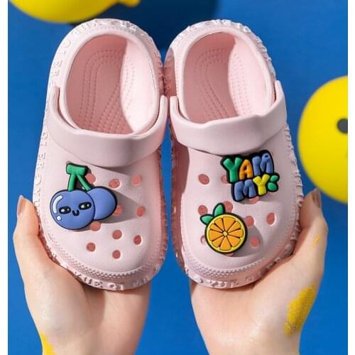 1-6Y Kids Clogs Summer Boys Girls Hole Sandals Soft Flat Heel Cartoon Non-Slip Beach Slippers Children Garden Shoes For Kids