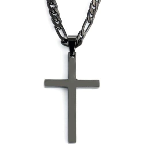 Cross pendant 4.5mm Figaro Chain Necklace For men Women 316L Stainless Steel Fashion Jewelry Gift Waterproof NK necklaces