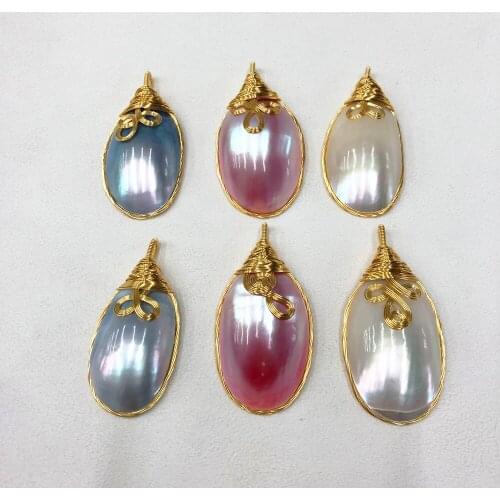 1PCS/Lot Shell Pendant Handmade Copper Wire Preservation Gold Color Necklace Pendant 3 Colors Available Fashion DIY Acessories