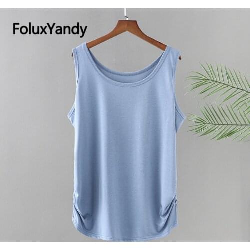 Casual Women Tanks Plus Size Summer Tops Sleeveless Loose Solid Shirring Tank Tops 4 Colors KKFY5604