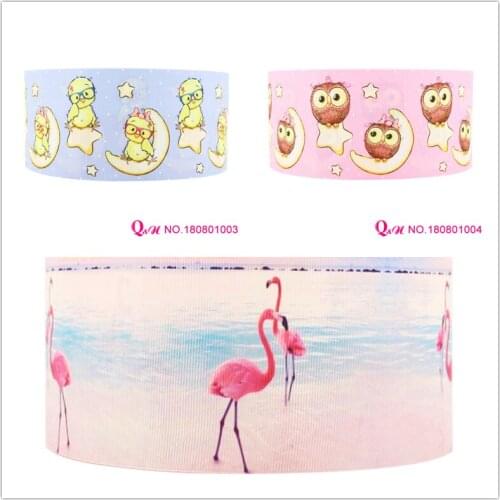 Q&N ribbon 16mm 22mm 25mm 38mm 50mm 75mm new cup and animal printed grosgrain ribbon webbing 50yards/roll for headband