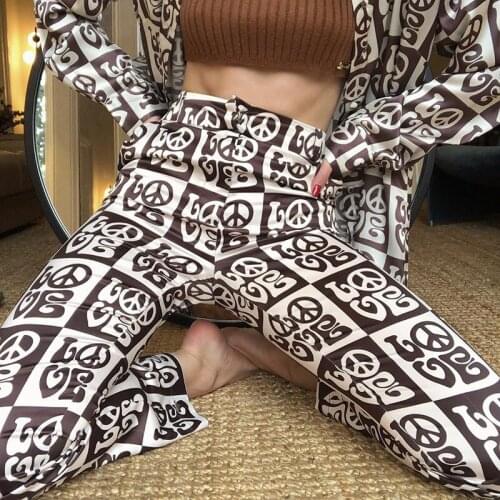 SEASONS Digital Print Aesthetic Joggers Pants Women Zip Up High Waist Straight Trousers Female Vintage 90s Sweatpants ASPA82112