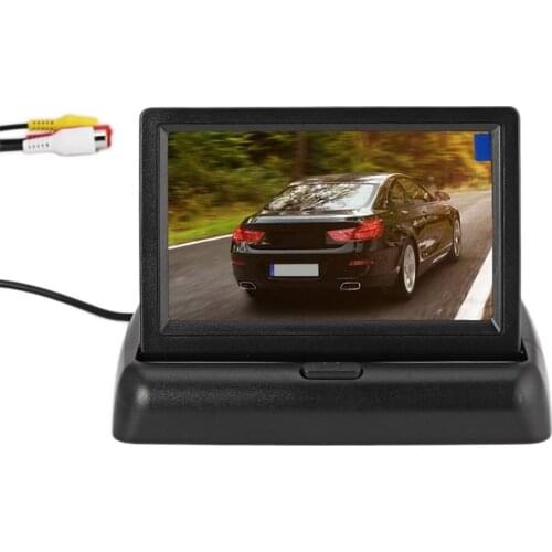 12V 4.3 Inch HD LCD Digital Folding Desktop Universal Monitor Camera Reversing Rear View Display with 2 Video Input Ports