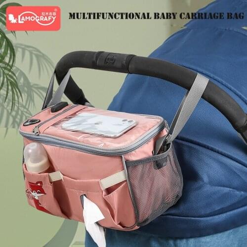 Baby Carriage Bag Storage Bag Electric Car Hanging Bag Multifunctional Large-Capacity Mommy Bag Walking Baby Bottle Storage Bag