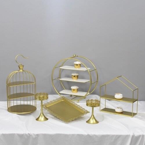Wedding Metal Cake Stands Sets Gold Color Cupcakes Dessert Donuts Candy Biscuits Trays for Home Tableware Party Decor