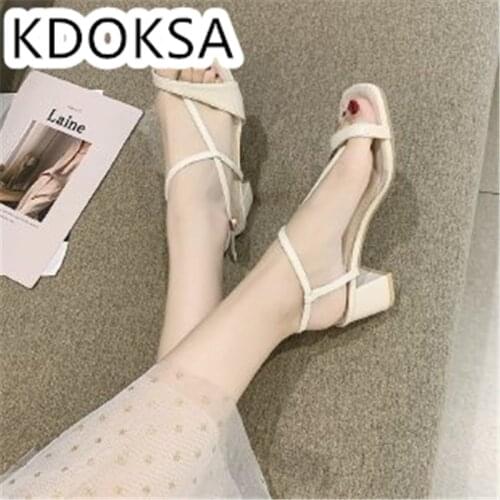 Sandal Women 2021 Summer High-heeled Shoes Spring Style Chunky Roman Shoes With Open Toe Buckle Fairy Shoes