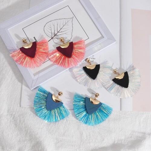Triangle Colorful Tassels Trendy Earring for Women Gold Color Large Earring