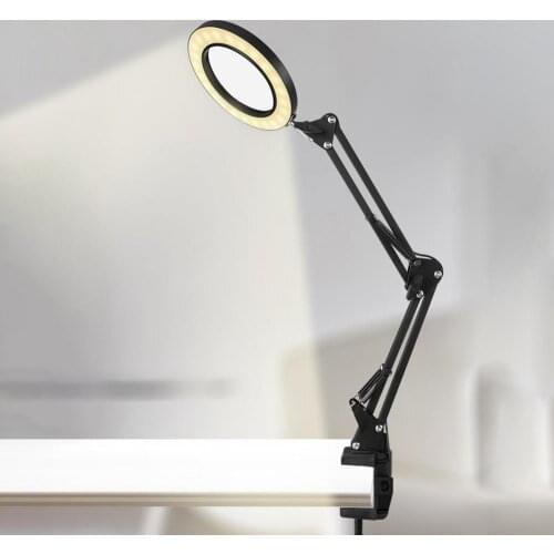 160mm 8X Illuminated Magnifier USB 3 Colors 64 LED Magnifying Glass Table Lamp lamp is powered connected with computer or laptop