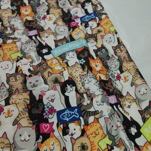 Viaphil 100% Cotton Fabric Brand New Happy Cats World Printed Sewing Cloth Dress Clothing Textile Tissue