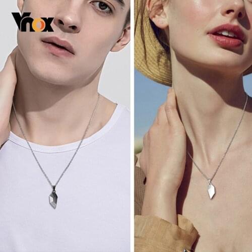 Vnox 1 Pair Puzzle Heart Necklaces for Women Men, Couple Sisters BFF Pendants, Lucky Best Wishes Casual Holiday Jewelry