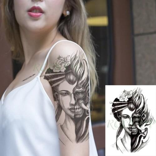 Waterproof Temporary Tattoo Sticker Japanese Style Girl Prajna Mask Fake Tatto Flash Tatoo Body Art for Women Men