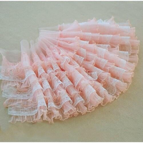 Good 1meter/lot 20cm Multi-Layer Romantic 3D Pleated Lace Trim Fluffy Wedding Dress Baby Skirt Baby Doll Sewing Supply X586