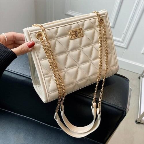 Lingge Chain Messenger Bag Retro Style 2021 Europe and America High Quality Ladies Luxury Underarm Bag Lock Tote Bag Shoulder