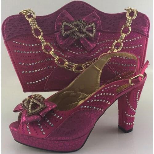 Latest Design Italian Shoes with Matching Bags for Wedding Italy Nigerian Wedding Shoes with Bag Set Women Shoe and Bag ME6603