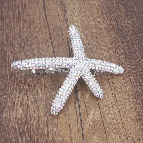 New Fashion Full Crystal Starfish Hairpin Hair Barrettes Accessories Large Rhinestone Hair Clips Headwear For Women Girls