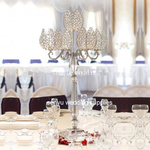 10pcs ) 25 days sent )Tall Wedding Centerpiece Crystal Globe 5 arm silver candelabra/acrylic crystal home decoration candelabra