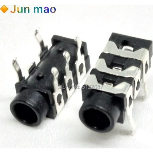 10Pcs 3.5mm 5Pin Stereo Headphone Audio Jack Earphone Socket Audio Socket PJ313 The 3 Section Of the 5 pin