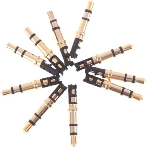 10pcs 3.5mm Male Audio Jack Plug 3 Pole Soldering Earphone Headphone Gold