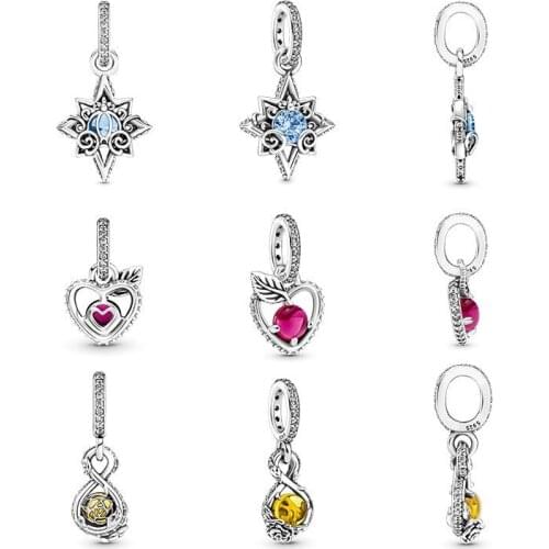 100% S925 Silver New Princess Apple Blossom PAN Beads Suitable For Original Pandora Bracelet Necklace Lady Diy Charm Jewelry