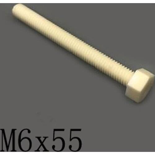 2pcs M6x55mm Hexagon Screw Ceramic Insulated Bolt High Temperature Corrosion Resistance Zirconin