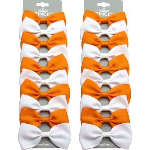 20PCS/Lot Cute Orange White With Clip Grosgrain Ribbon Bows Hairpins 2020 Scrunchie Korean CLIP Hair Accessories For Baby Girl