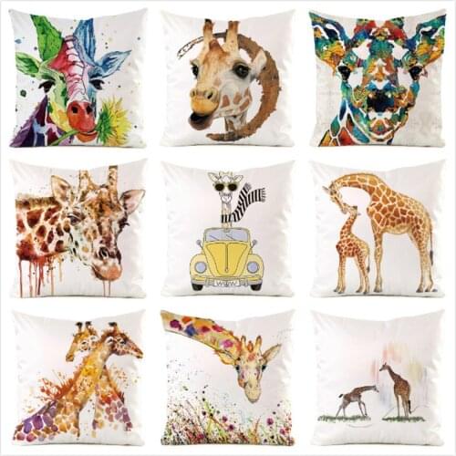 45cm*45cm **Giraffe** Inimitated Silk Fabric Throw Pillow Covers Couch Cushion Cover Home Decorative Pillows Pillow Case