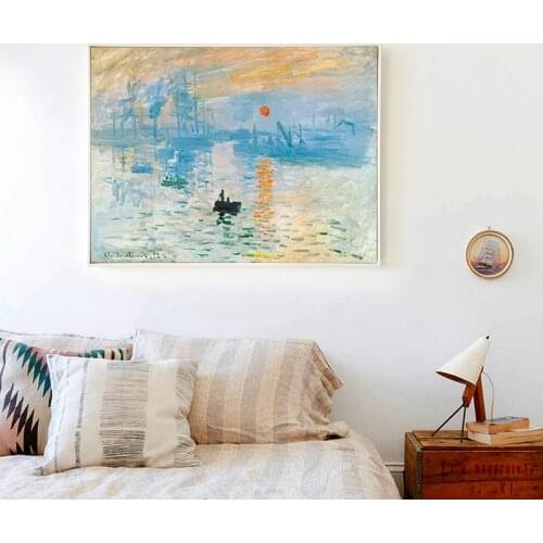 07G Impressionist Painter Monet Sunrise Abstract Oil Painting A4 A3 Canvas Art Print Poster Picture Wall House Decoration Murals