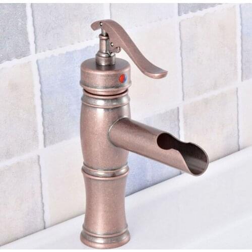 Antique Copper Single Lever waterfall Bathroom Basin Faucet Hot and Cold bathroom Sink Mixer Taps Lsf627