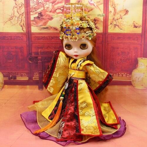 Blyth dolla set of Chinese Emperor outfit including the crown suit for 1/6 doll ICY BJD NEO