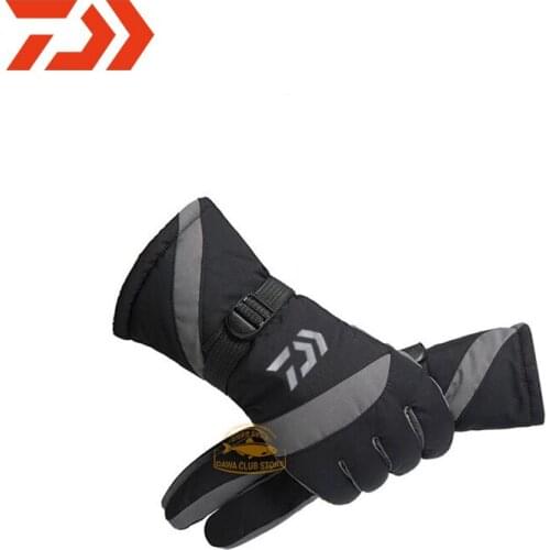 Daiwa Fishing Gloves Windproof and Waterproof Cycling Gloves Fleece Thickened Non-slip Fishing Gloves Winter Ski Gloves