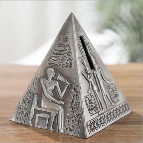 Egyptian Pyramid Metal Piggy Bank Money Boxes For Kids Creative Crafts Coin Capsules Coins Collecting SNG090