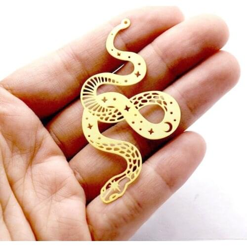 Handmade Jewelry Making Supplies Pendant Moon Stars Snake Laser Cut Metal Raw Brass Charms For DIY Necklace Earrings 1178