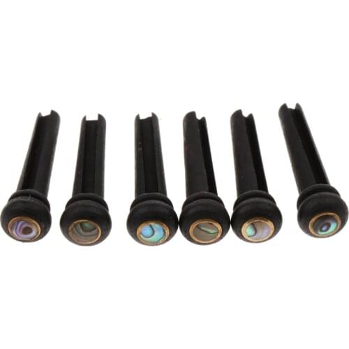 6pcs EBONY BRIDGE End PINS W/ Dot for Acoustic Guitar - Black