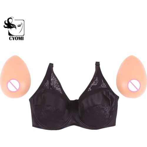 Cyomi Artificial Silicone Breast Forms with Pocket Bra Realistic Prosthesis for Mastectomy or Crossdresser Shamale Protection