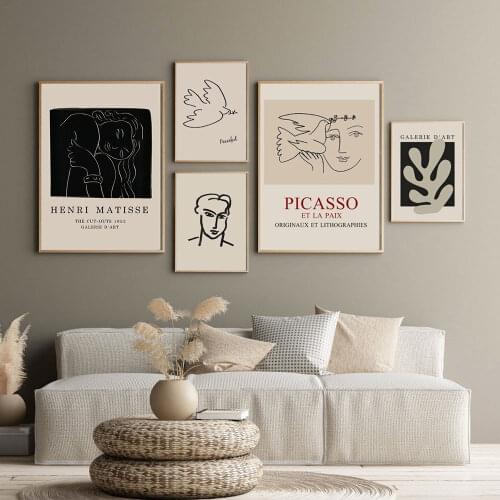 Henri Matisse Inspired Poster Neutral Art Print Minimalist Canvas Painting Modern Gallery Wall Picture Living Room Home Decor