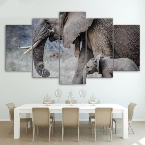 HD Printed elephants walk young trunk tusks Painting Canvas Print room decor print poster picture canvas(No Frame)