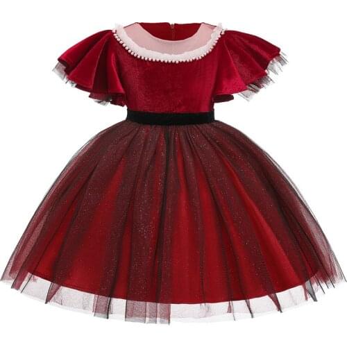 Girls Red Christmas Dress Toddler Pageant Princess Dress Kids Dresses For Girls Wedding Evening Party Ball Gown Children Costume