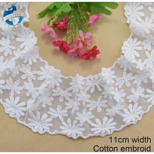 11cm width Cotton embroid lace sewing ribbon guipure trim or fabric diy craft supply wedding Accessories wedding lace#3158