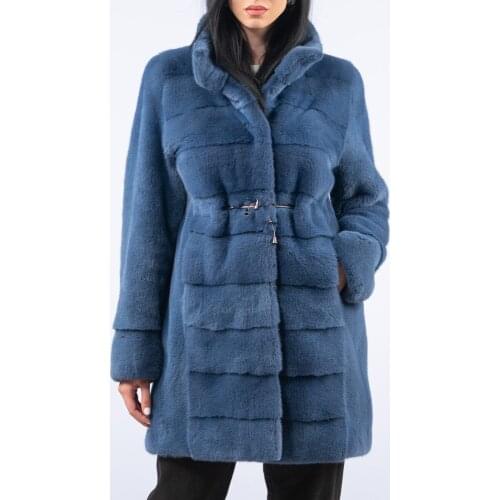 Fashion Blue Genuine Mink Fur Coat Natural Women Winter High Quality Whole Skin Real Mink Fur Coat for Woman Winter Outwear 2021