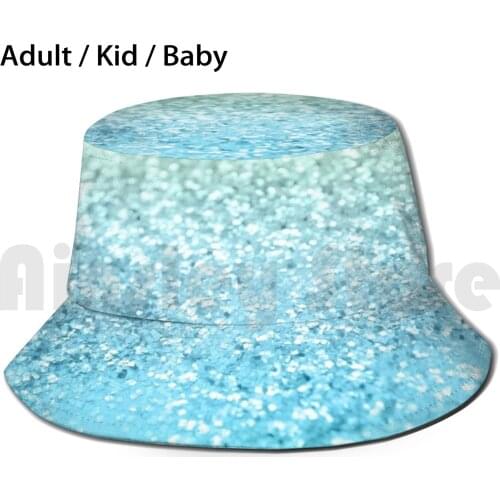 Seafoam Aqua Ocean Mermaid Girls Glitter #1 #Shiny #Decor #Art Sun Hat 1270 Bucket Hat Color Digital