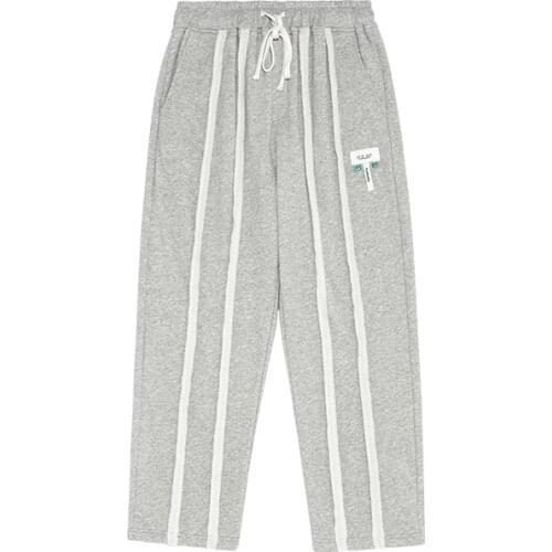 Fall 2020 New Solid-color Stitching Hundred Deconstructed Straight Air Straight Loose Mens Sports Casual Pants