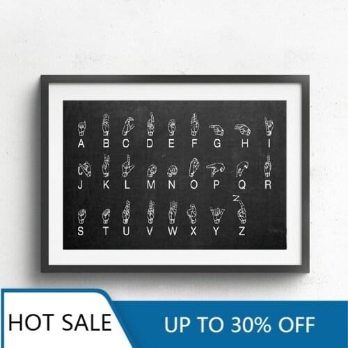 Sign Language Wall Art Canvas Painting Posters Prints Vintage Nursery Wall Decor Alphabet Inspirational Home Decoration