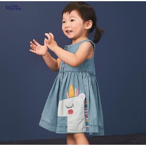 Summer New Girls Dress European And American Children Wear Denim Costumes Kids Sukienki Dla Dziewczynek