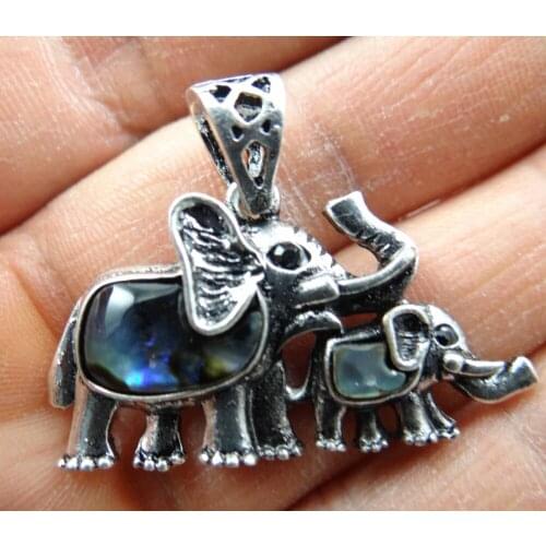 Wholesale Natural stone Abalone Shell Elephant Beads charm Pendant for diy Jewelry making necklace Accessories
